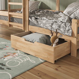 Vitalispa Letto montessori bambini Legno naturale 90x200 cm con cassetto