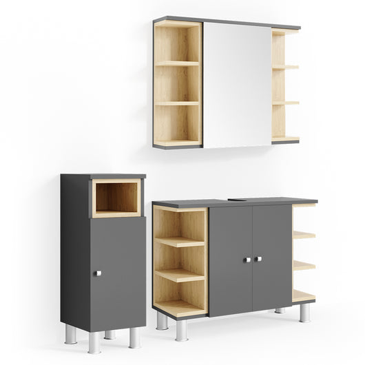 Vicco Set mobili bagno Antracite 3 parti