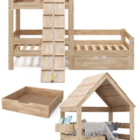 Vitalispa Letto montessori bambini Legno naturale 90x200 cm con cassetto