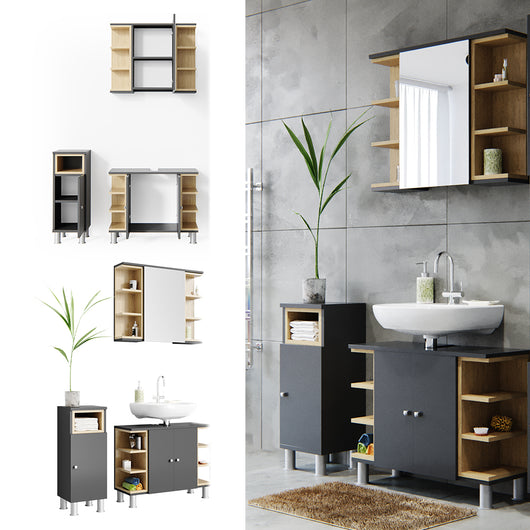 Vicco Set mobili bagno Antracite 3 parti