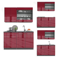 Vicco Cucina completa Bordeaux lucido/antracite 140 cm , PL Rovere
