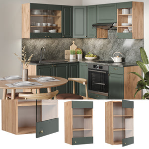 Vicco Mobile da cucina in vetro Verde-oro Country House 40 cm