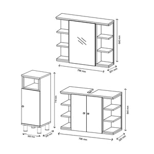 Vicco Set mobili bagno Bianco 3 parti