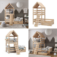 Vitalispa Letto montessori bambini Legno naturale 90x200 cm con cassetto