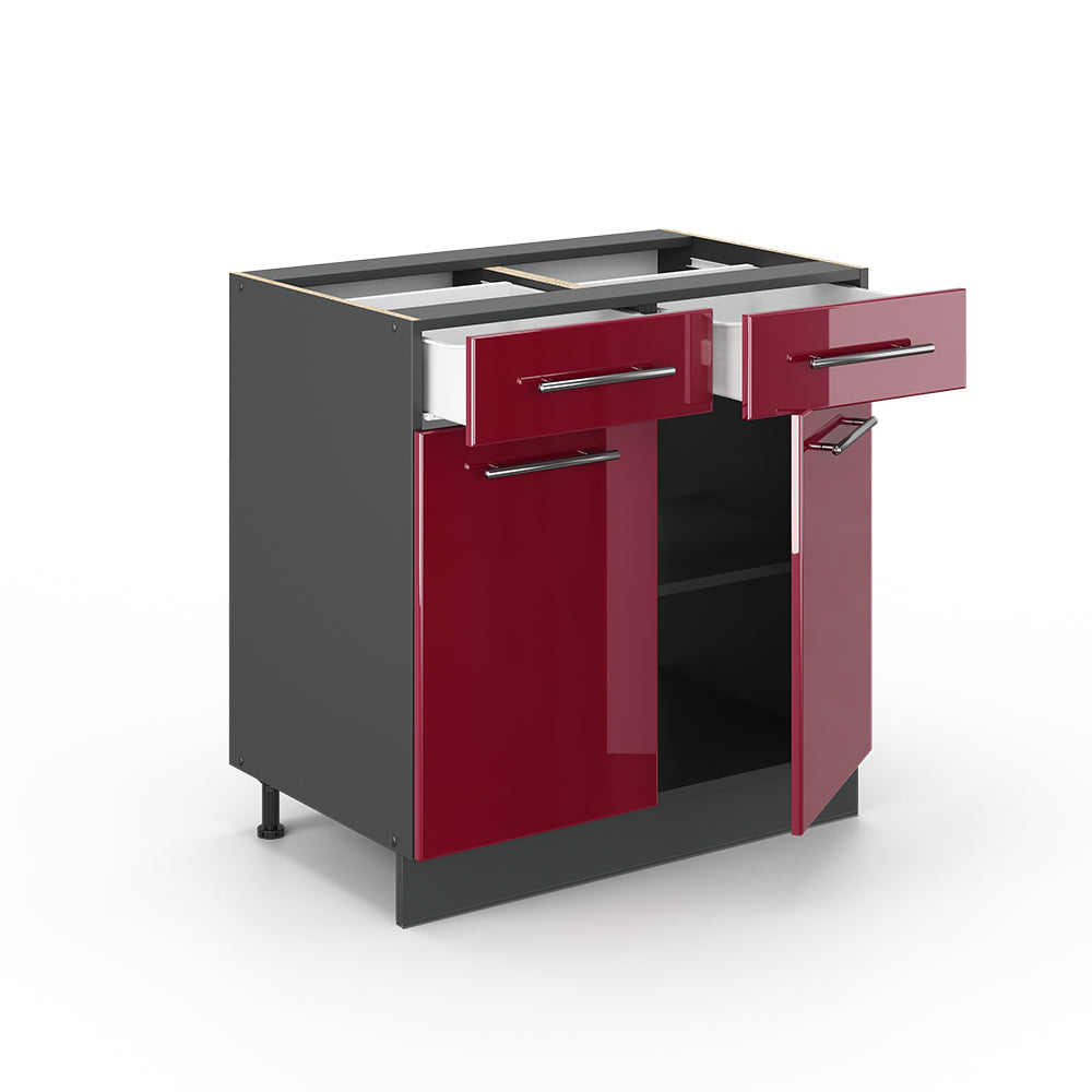 Vicco Mobiletto base per cucina Rosso bordeaux lucido 80 cm , PL Rovere