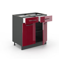 Vicco Mobiletto base per cucina Rosso bordeaux lucido 80 cm , PL Rovere