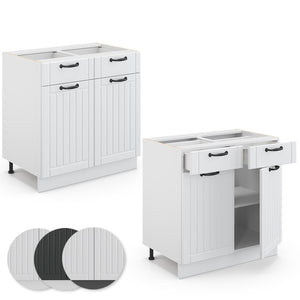 Vicco Mobiletto base per cucina Bianco casa di campagna 80 cm , PL Rovere