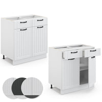 Vicco Mobiletto base per cucina Bianco casa di campagna 80 cm , PL Marmo