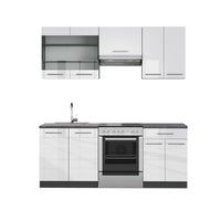 Vicco Cucina componibile Bianco lucido/antracite 200 cm , PL Antracite