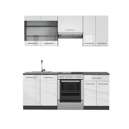 Vicco Cucina componibile Bianco lucido/antracite 200 cm , PL Antracite