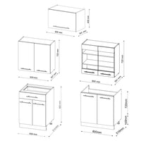 Vicco Cucina componibile Antracite-Oro/Bianco 200 cm , PL Marmo