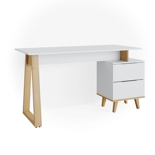 Vicco Scrivania Bianco 138 x 60 cm con cassetti L