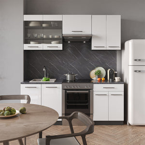 Vicco Cucina componibile Bianco lucido/antracite 200 cm , PL Antracite