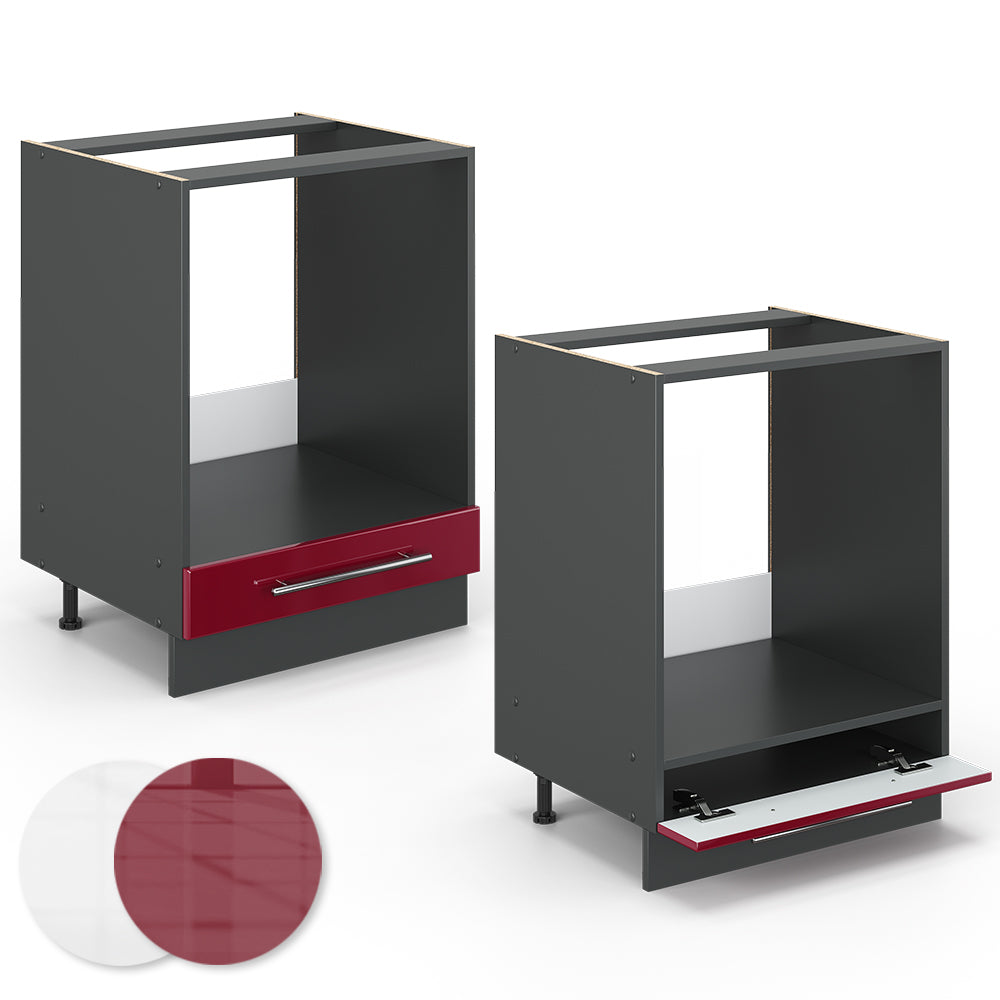 Vicco Mobile per forno da incasso Rosso bordeaux lucido 60 cm , PL Rovere
