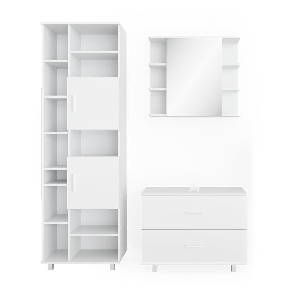 Vicco Set mobili bagno Bianco 3 parti, con colonna