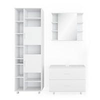 Vicco Set mobili bagno Bianco 3 parti, con colonna