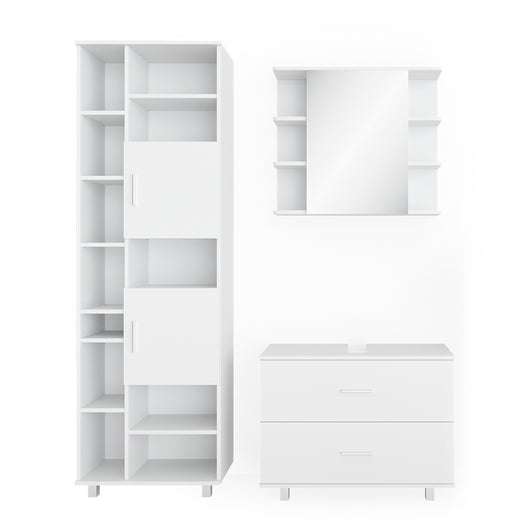 Vicco Set mobili bagno Bianco 3 parti, con colonna