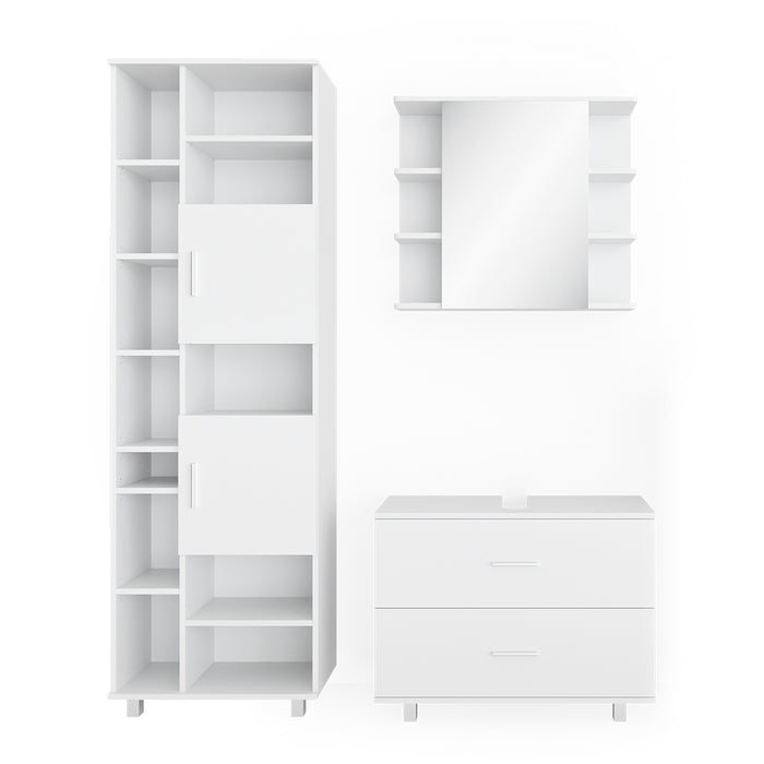 Vicco Set mobili bagno Bianco 3 parti, con colonna