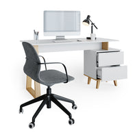 Vicco Scrivania Bianco 138 x 60 cm con cassetti L