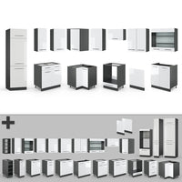 Vicco Cucina angolare completa Bianco lucido/antracite 227 x 60 cm senza piano di lavoro