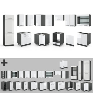 Vicco Cucina angolare completa Bianco lucido/antracite 227 x 287 cm , PL Rovere