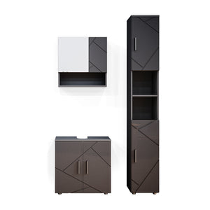 Vicco Set mobili bagno Antracite lucido 3 parti, con colonna