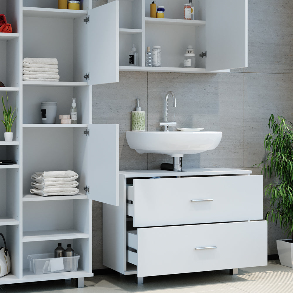 Vicco Set mobili bagno Bianco 3 parti, con colonna