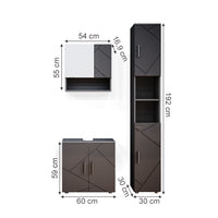 Vicco Set mobili bagno Antracite lucido 3 parti, con colonna