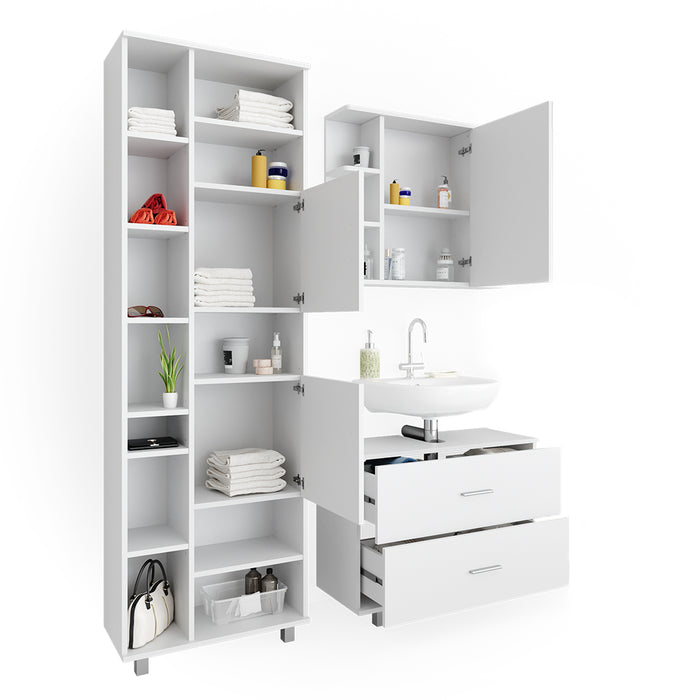 Vicco Set mobili bagno Bianco 3 parti, con colonna