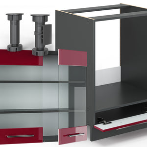 Vicco Cucina angolare completa Bordeaux lucido/antracite 160 x 190 cm , PL Marmo