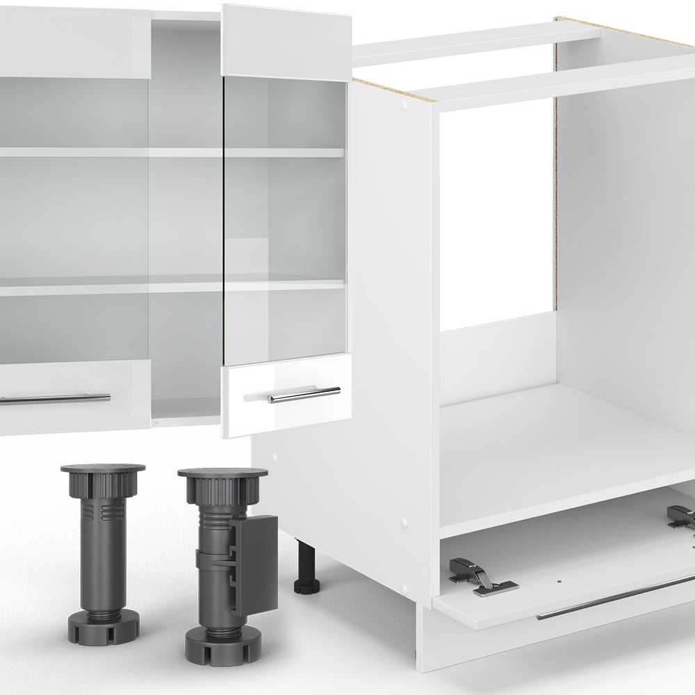 Vicco Cucina angolare completa Bianco lucido/bianco 347 x 257 cm senza piano di lavoro