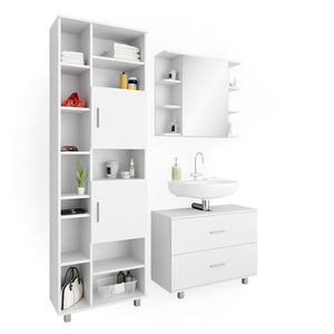 Vicco Set mobili bagno Bianco 3 parti, con colonna