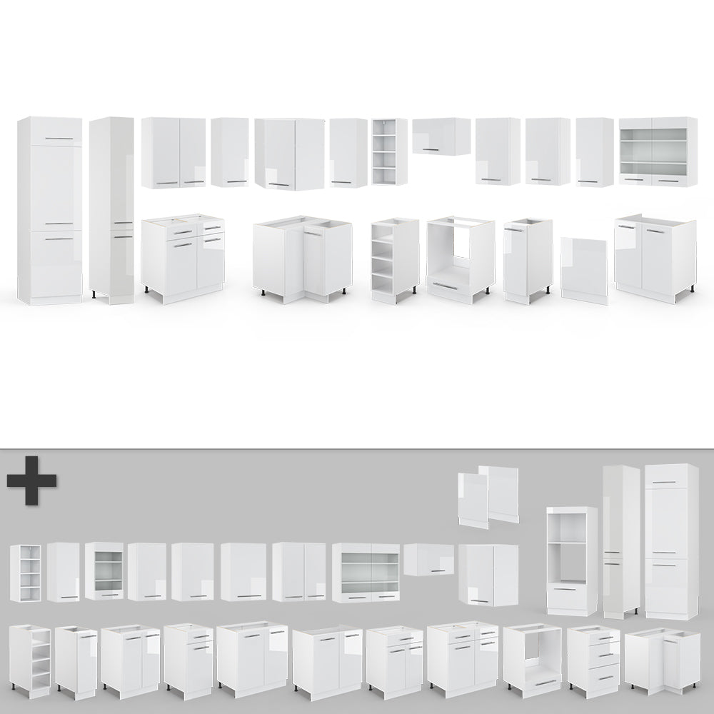 Vicco Cucina angolare completa Bianco lucido/bianco 347 x 257 cm , PL Marmo