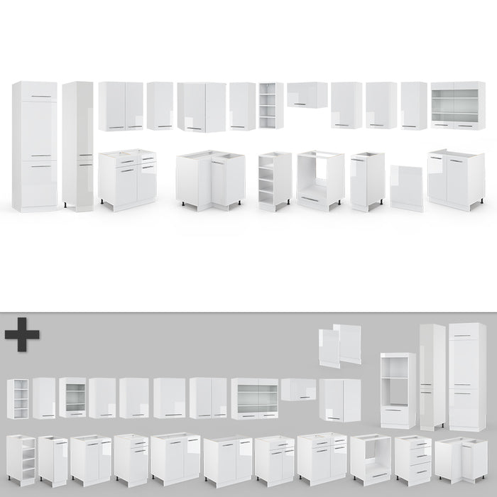 Vicco Cucina angolare completa Bianco lucido/bianco 347 x 257 cm , PL Rovere
