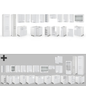 Vicco Cucina angolare completa Bianco lucido/bianco 347 x 257 cm senza piano di lavoro