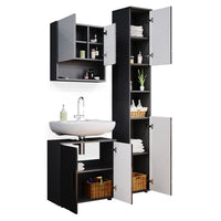 Vicco Set mobili bagno Antracite lucido 3 parti, con colonna