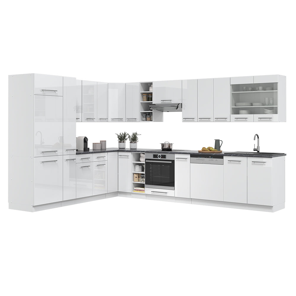 Vicco Cucina angolare completa Bianco lucido/bianco 347 x 257 cm , PL Rovere