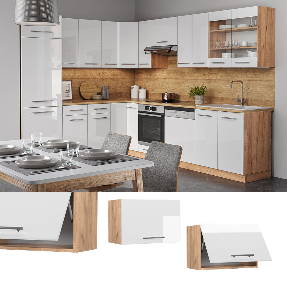 Vicco Pensile da cucina Bianco lucido 60 cm Piatto