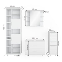 Vicco Set mobili bagno Bianco 4 parti