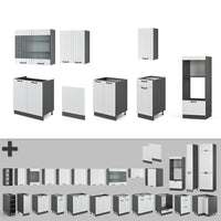 Vicco Cucina componibile Bianco casa di campagna/antracite 300 cm con armadio alto, PL Marmo