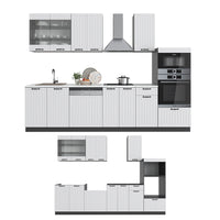 Vicco Cucina componibile Bianco casa di campagna/antracite 300 cm con armadio alto, PL Antracite