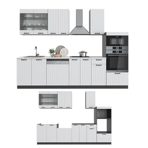 Vicco Cucina componibile Bianco casa di campagna/antracite 300 cm con armadio alto, PL Antracite