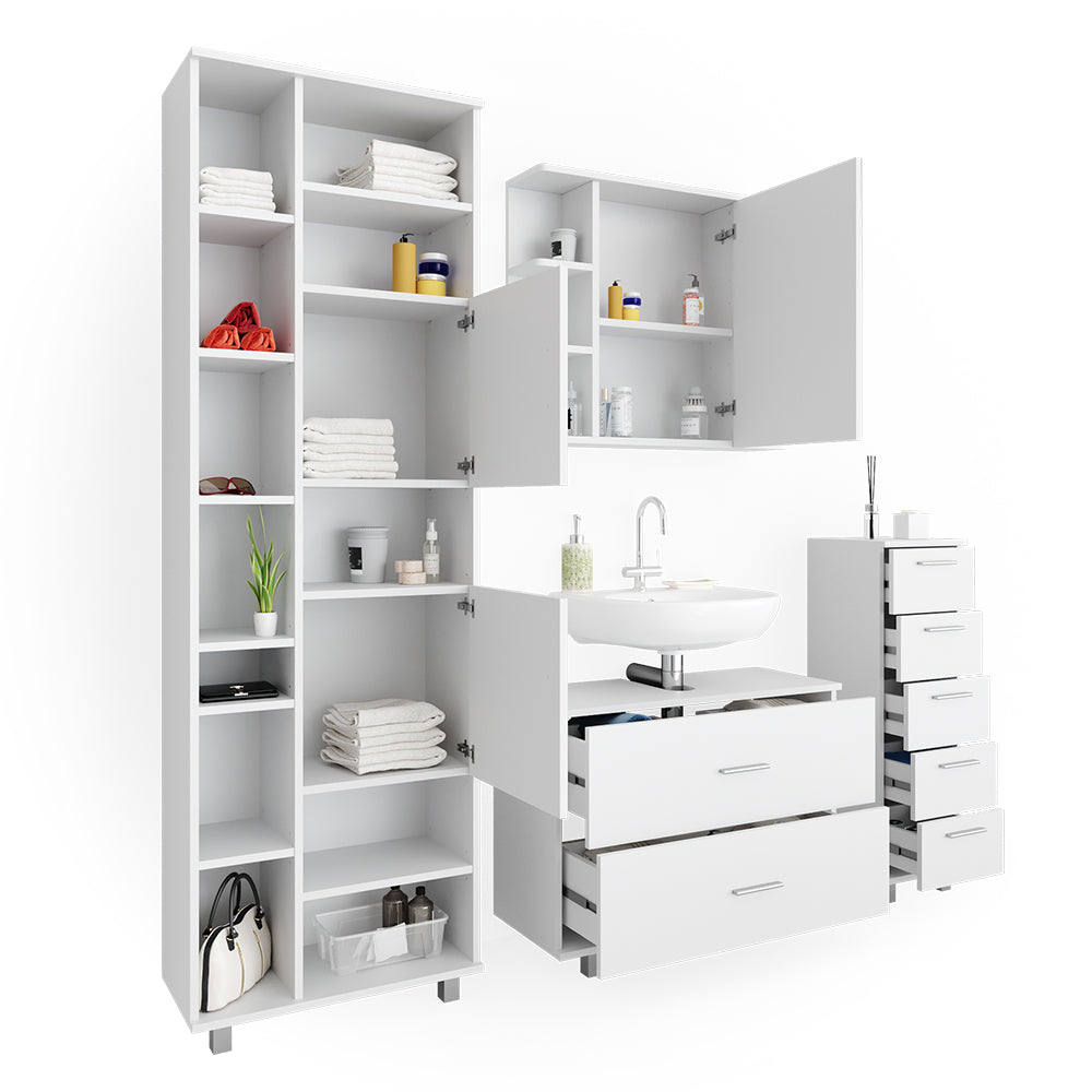 Vicco Set mobili bagno Bianco 4 parti