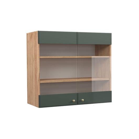 Vicco Mobile da cucina in vetro Verde-oro Country House 80 cm