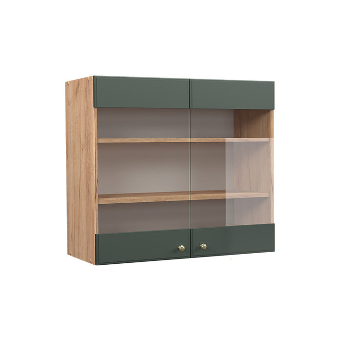 Vicco Mobile da cucina in vetro Verde-oro Country House 80 cm