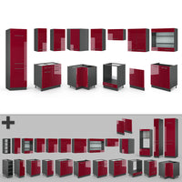 Vicco Cucina angolare completa Bordeaux lucido/antracite 227 x 287 cm , PL Antracite