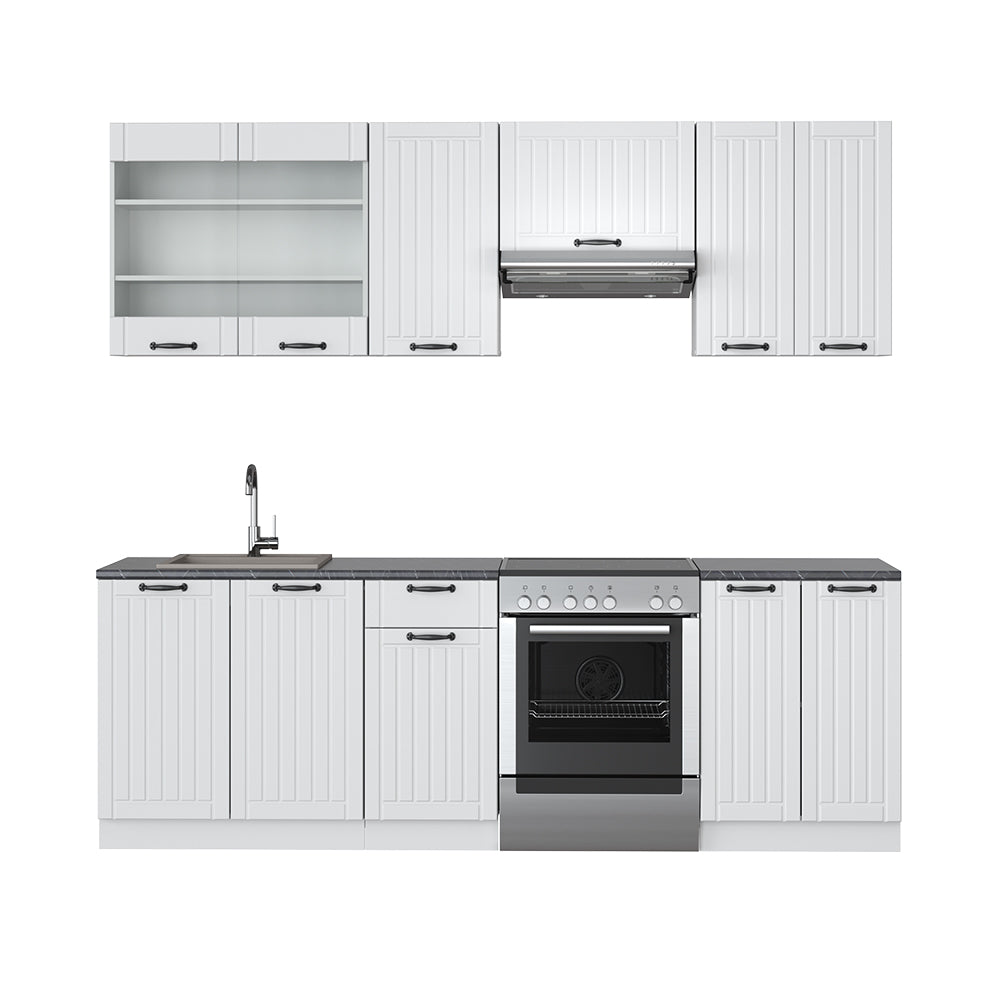 Vicco Cucina componibile Casa di campagna bianca/bianco 240 cm senza piano di lavoro