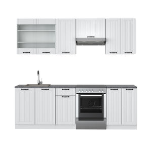 Vicco Cucina componibile Casa di campagna bianca/bianco 240 cm senza piano di lavoro