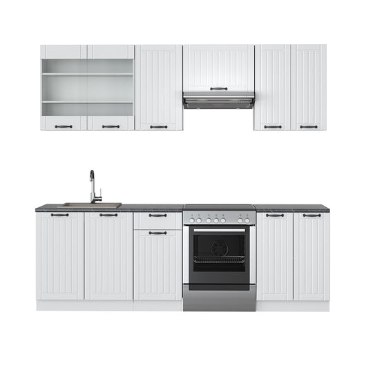 Vicco Cucina componibile Casa di campagna bianca/bianco 240 cm , PL Antracite