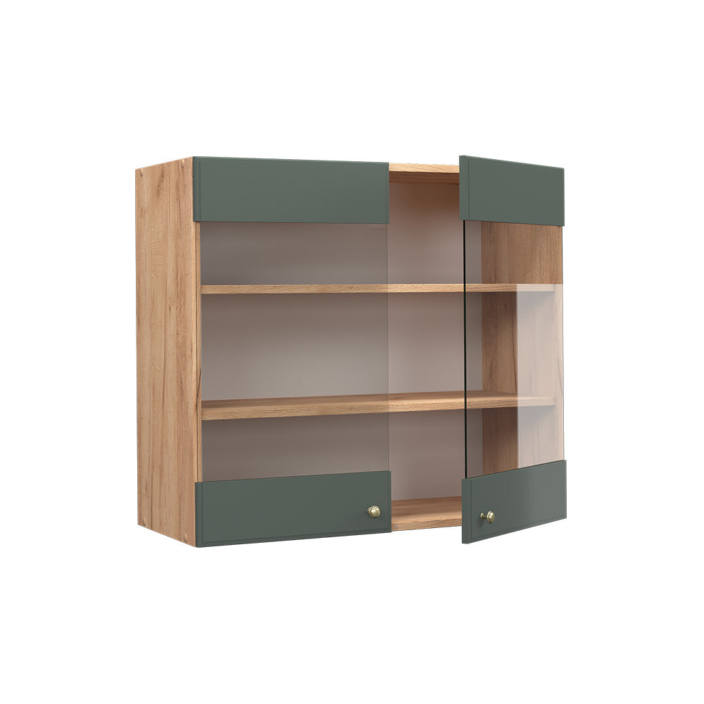 Vicco Mobile da cucina in vetro Verde-oro Country House 80 cm